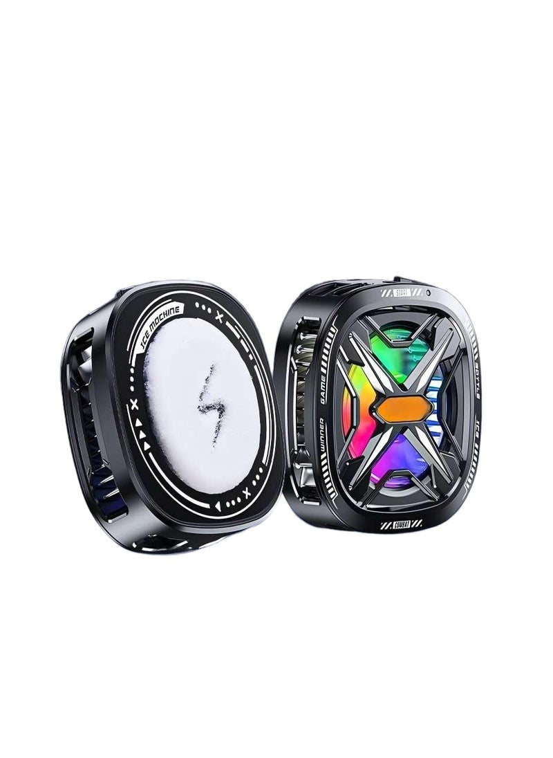 Hugifts - Phone Cooler for Gaming Magnetic Back Clip Dual Purpose Phone Cooling Fan Digital display temperature Mobile Cooling Fan without Noise for Playing Games Tiktok for Universal iPhone/Android Smartphone - Image 1