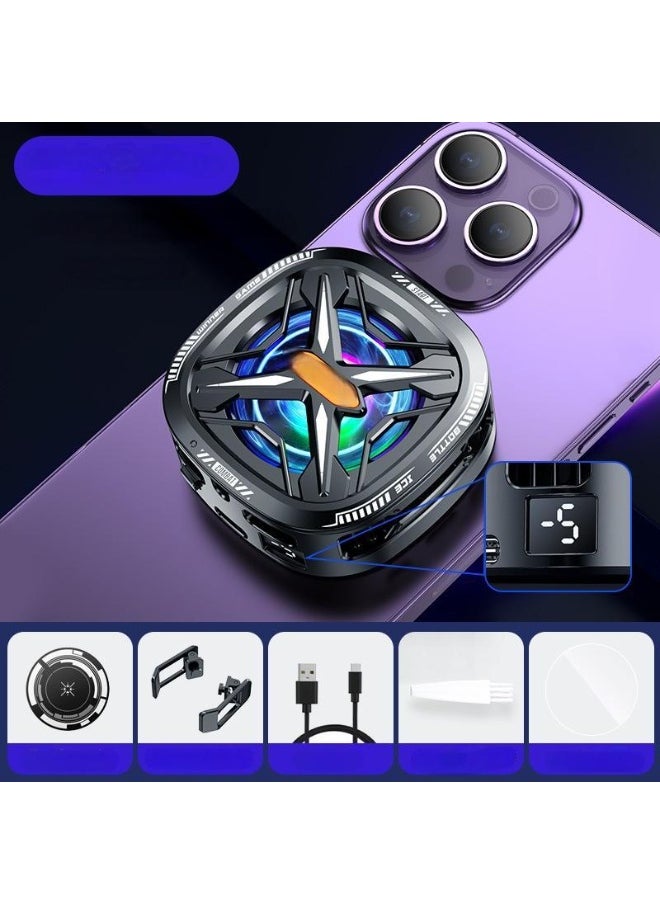 Hugifts - Phone Cooler for Gaming Magnetic Back Clip Dual Purpose Phone Cooling Fan Digital display temperature Mobile Cooling Fan without Noise for Playing Games Tiktok for Universal iPhone/Android Smartphone - Image 1