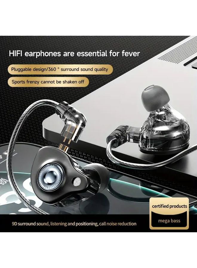 Black 3 5mm Wired Earphones for Samsung Galaxy S25 and iPhone 15 16 Pro Max HiFi Sound - Image 2