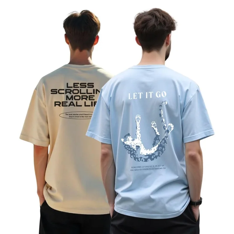 نوبيرو Men's Graphic Print Oversized T-Shirt