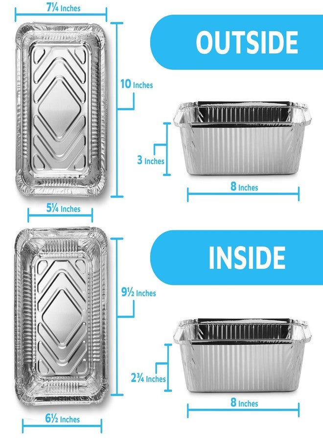 MontoPack Disposable Takeout Pans with Clear Lids | 5lb Capacity Aluminum Foil Food Containers with Seal for Freshness | Eco-Friendly & Recyclable | 25-Pack 6.5x9.5” Drip Pans - Image 2