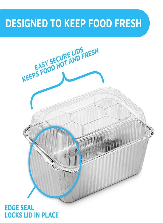 MontoPack Disposable Takeout Pans with Clear Lids | 5lb Capacity Aluminum Foil Food Containers with Seal for Freshness | Eco-Friendly & Recyclable | 25-Pack 6.5x9.5” Drip Pans - Image 4