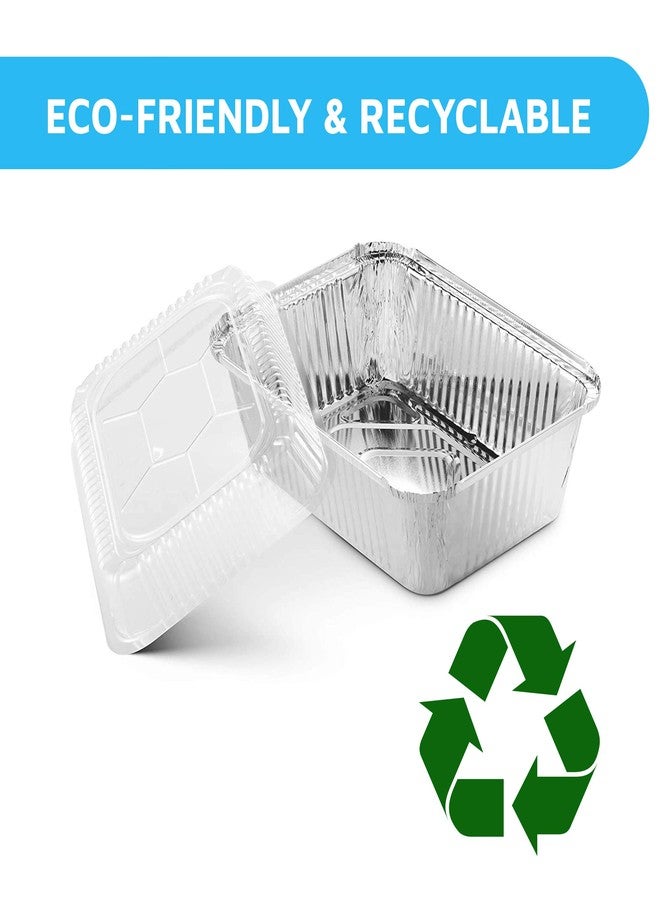 MontoPack Disposable Takeout Pans with Clear Lids | 5lb Capacity Aluminum Foil Food Containers with Seal for Freshness | Eco-Friendly & Recyclable | 25-Pack 6.5x9.5” Drip Pans - Image 3