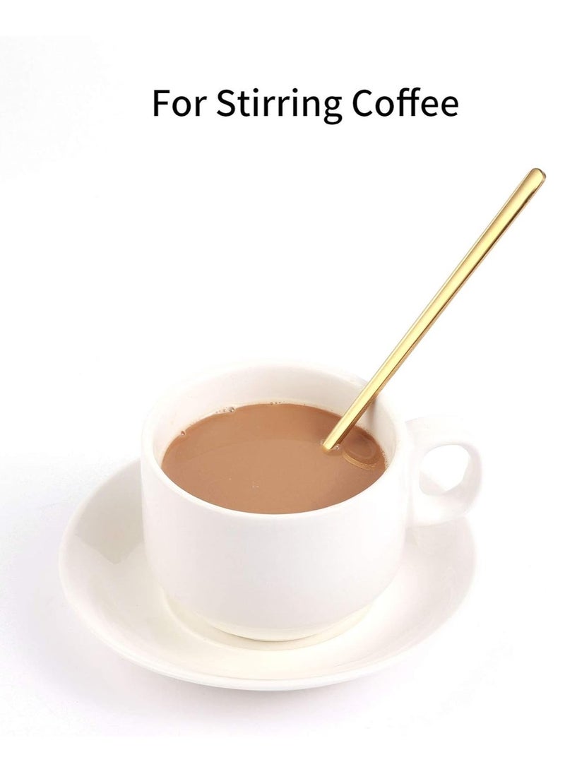 spa luxetique 4 PCS 6.7 Inches Coffee/ Tea Spoons Long Handle, Gold, Ice Tea, Espresso Stainless Steel Long Spoons for Stirring  - Image 3