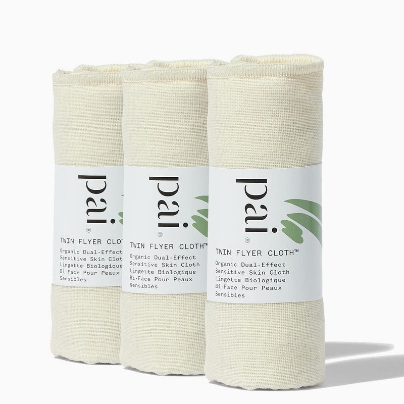 Pai Skincare - The Twin Flyer Organic Dual-Effect Face Cloth | Natural, Vegan, Sensitive Skincare (3 Pack) - Image 1