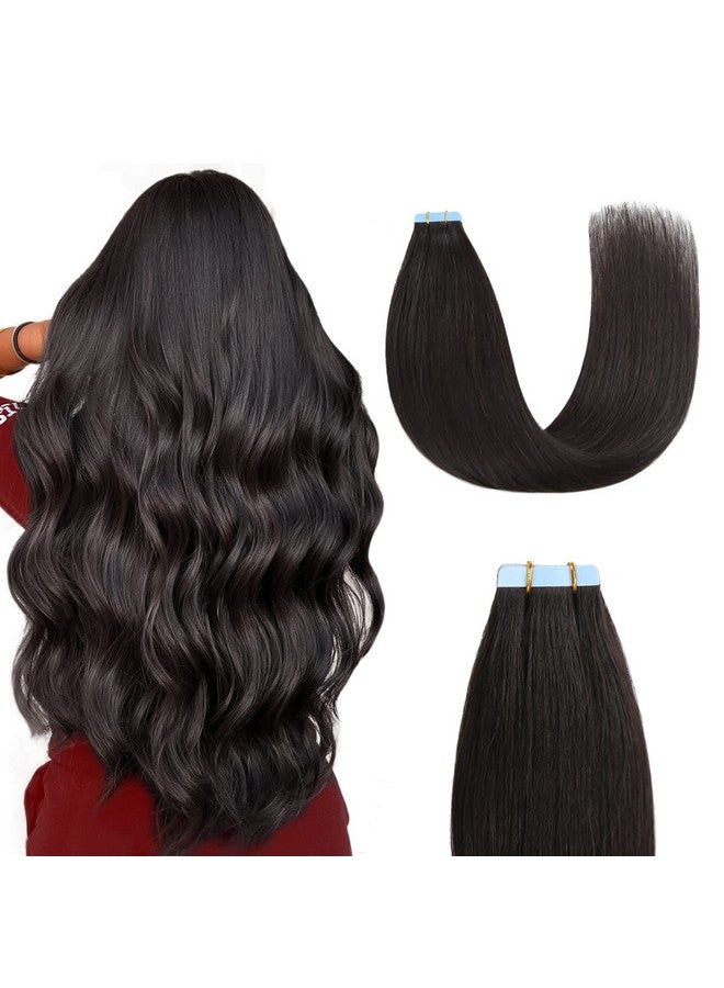 Sunya Tape in Hair Extensions Human Hair 18 inches Silky Straight Remy Human Hair Seamless Skin Weft Tape in Human Hair Extensions 18 inches #1B Natural Black 50 Gram 20Pcs/Pack - Image 1