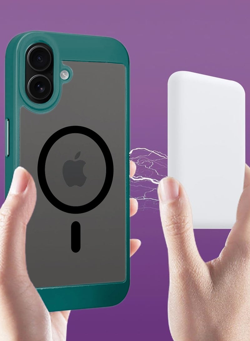 Wtech Apple iPhone 16 Plus 2024 Magsafe Hybrid TPU Silicone Slim Case Cover - Dark Green - Image 5