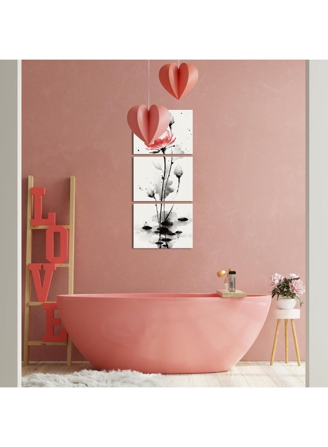 Home Trove Sechars Traditional Chinese Painting Watercolor Lotus Flowers Canvas Prints Zen Water Lily Art Pictures Decor (Red)  - Image 5
