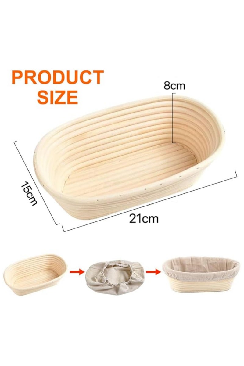 Yalla Pick 2 Pcs Bread Proofing Baskets, Oval Natural Rattan Sourdough With  Cloth Liner, Natural Rattan Sourdough Proving Basket for Artisan Bread Making,Home Bakers (Beige) - Image 2