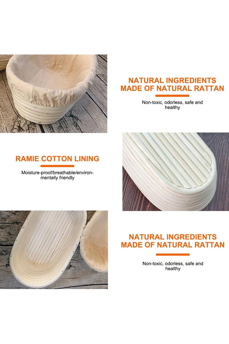 Yalla Pick 2 Pcs Bread Proofing Baskets, Oval Natural Rattan Sourdough With  Cloth Liner, Natural Rattan Sourdough Proving Basket for Artisan Bread Making,Home Bakers (Beige) - Image 3