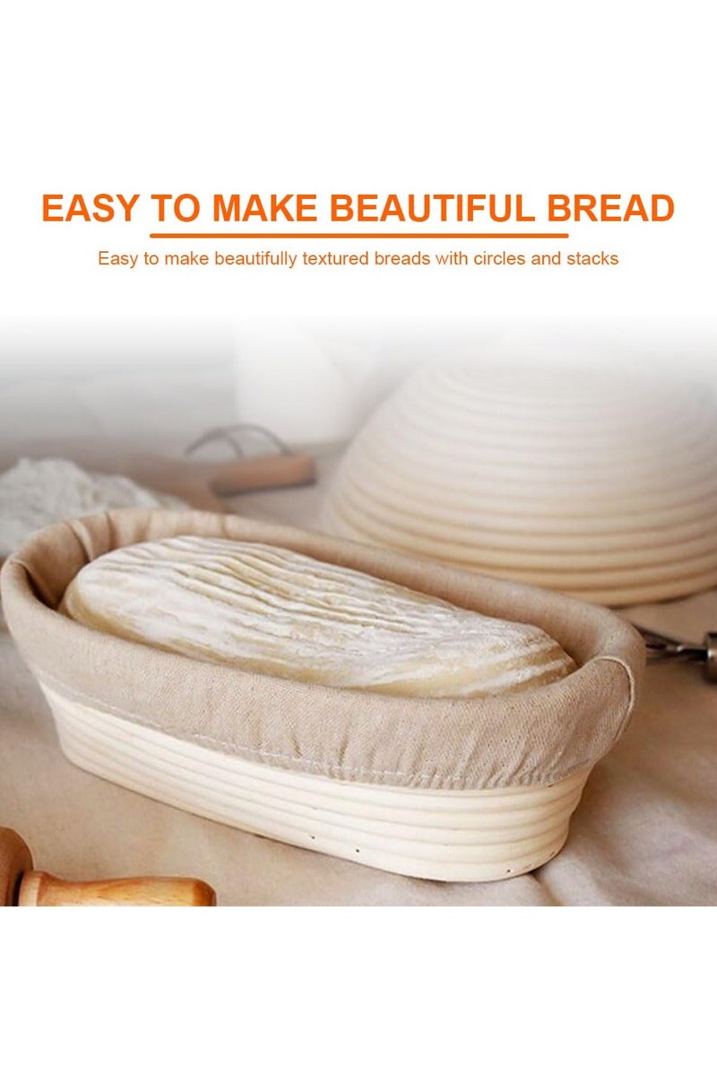 Yalla Pick 2 Pcs Bread Proofing Baskets, Oval Natural Rattan Sourdough With  Cloth Liner, Natural Rattan Sourdough Proving Basket for Artisan Bread Making,Home Bakers (Beige) - Image 5
