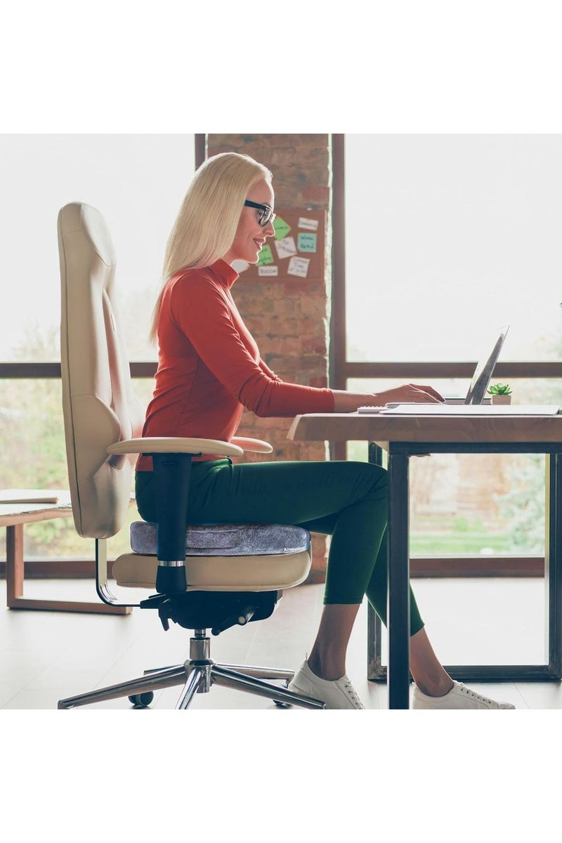 Oasisgalore Memory Foam Seat Cushion, Gel Infused Soft Velour Cover Non-Slip Bottom With Handle, Orthopedic Relief Tailbone Coccyx Sciatica Back Pain For Office Chair WFH Car Seat Wheelchair Airplane (Grey) - Image 2