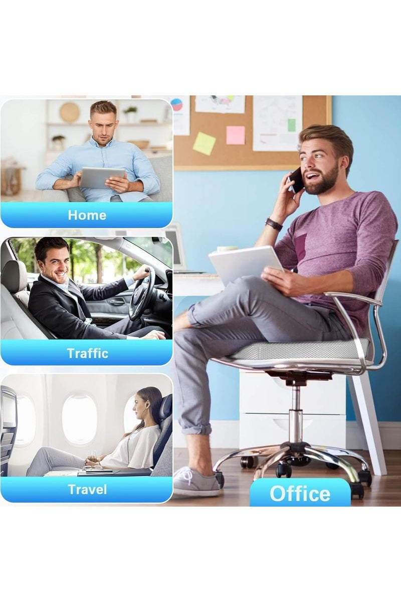 Oasisgalore Memory Foam Seat Cushion, Gel Infused Soft Velour Cover Non-Slip Bottom With Handle, Orthopedic Relief Tailbone Coccyx Sciatica Back Pain For Office Chair WFH Car Seat Wheelchair Airplane (Grey) - Image 3