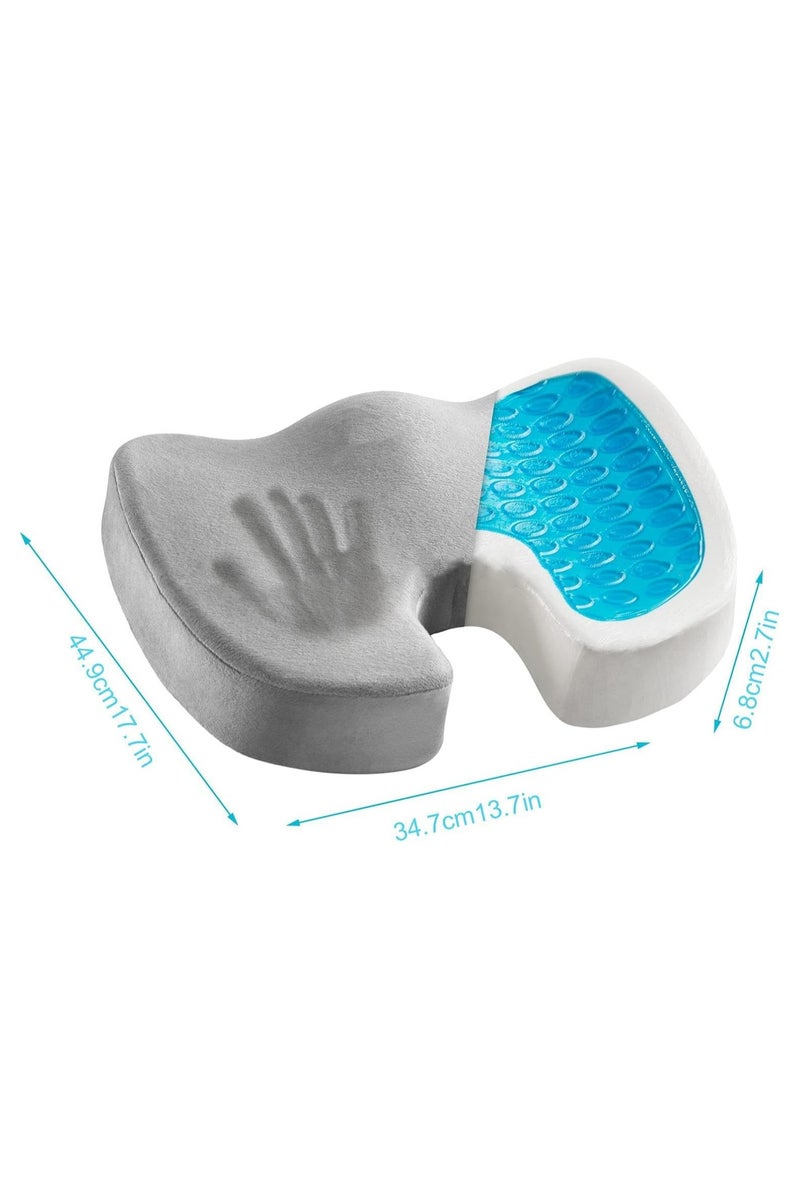 Oasisgalore Memory Foam Seat Cushion, Gel Infused Soft Velour Cover Non-Slip Bottom With Handle, Orthopedic Relief Tailbone Coccyx Sciatica Back Pain For Office Chair WFH Car Seat Wheelchair Airplane (Grey) - Image 4