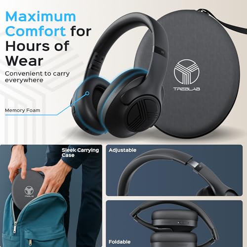 TREBLAB Z2 Hybrid Active Noise Cancelling Workout Headphones - Signature-HD Sound, Deep Bass, 58H Battery, Comfortable, Foldable Over Ear Bluetooth Headphones Wireless w/Mic for Calls, for Gym, Sport - Image 3