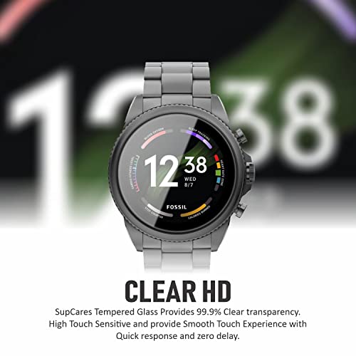 SupCares Military-Grade Gorilla Tempered Glass Screen Protector for Fossil Gen 6 (42 mm / 44 mm) With Installation Kit | Transparent | Pack of 2 - Image 3