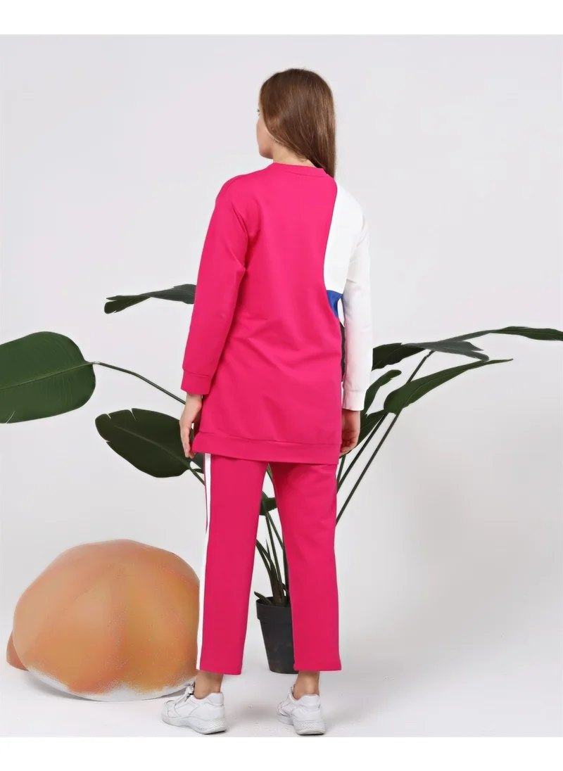 Bwest Sapphire Side Pocket Detailed Ribbed Tracksuit - Fuchsia