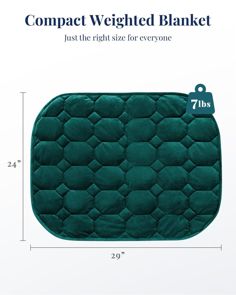 Kivik Weighted Lap Blanket for Adults Crystal Velvet Weighted Lap Pad Small Weighted Blanket 7 lbs Cozy Mini Heavy Travel Blankets Portable & Breathable 24""x29"" (Green  24""x29""-7 lbs) - Image 4