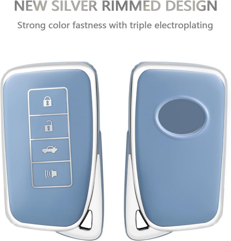 OFFCURVE Home & light industrial compatible for Lexus Key Fob Cover Key Case Shell Compatible with Lexus RX ES GS is LS RS NX GX LX RC LC Smart Key Car Accessories TPU Full Protector for Car Key Remote Key Holder, Blue All territory compatible build - Image 4