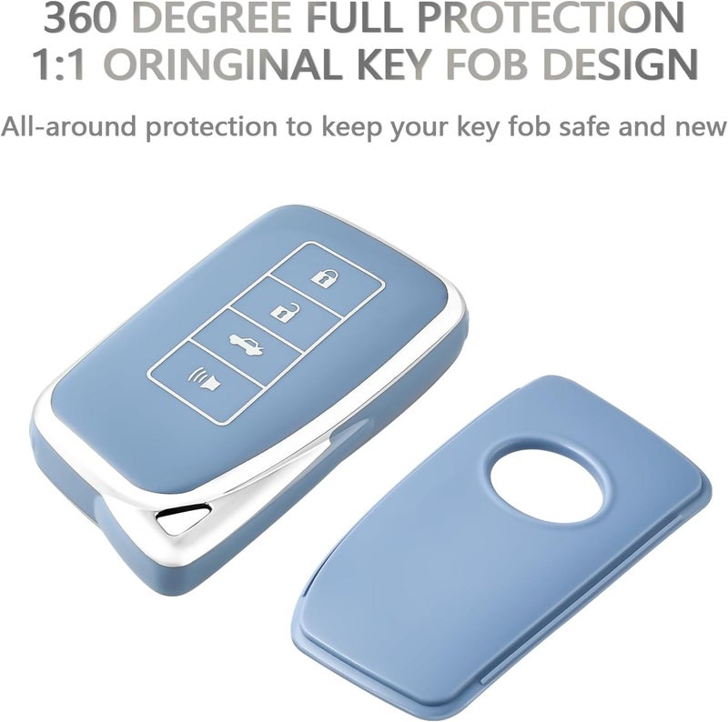 OFFCURVE Home & light industrial compatible for Lexus Key Fob Cover Key Case Shell Compatible with Lexus RX ES GS is LS RS NX GX LX RC LC Smart Key Car Accessories TPU Full Protector for Car Key Remote Key Holder, Blue All territory compatible build - Image 3
