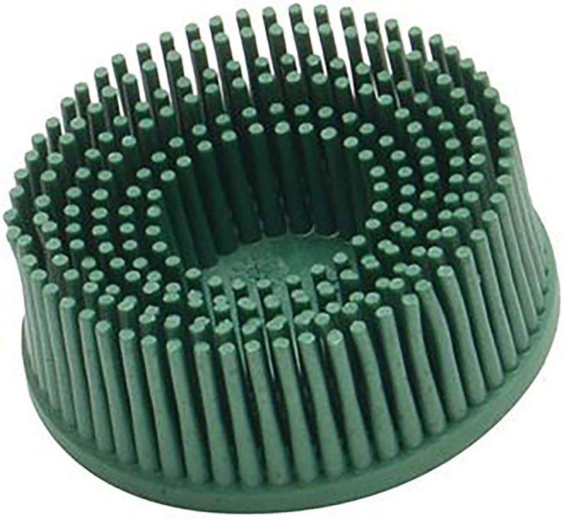3M 07524 Roloc 2" x 5/8 Tapered Coarse Bristle Disc (Pack of 10) , Green - Image 1