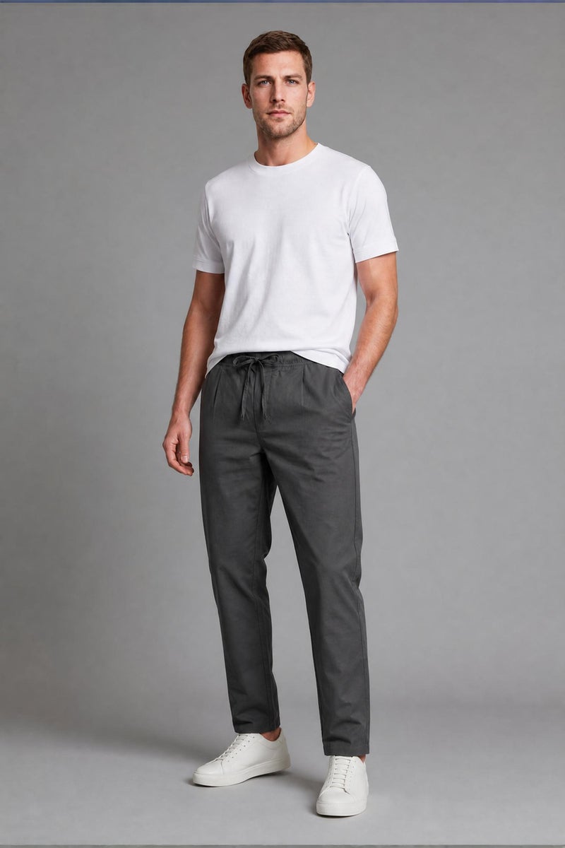 DeFacto Grey Man Relax Fit Elastic Waist Trousers Casual - Image 1