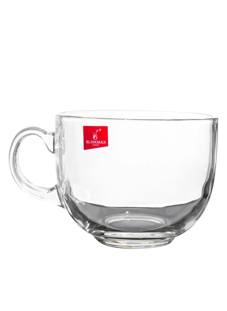 Blinkmax Set of 3 Glass Jumbo Mugs With Handle For Coffee Tea Soup Drinking Cup Clear  - Image 3