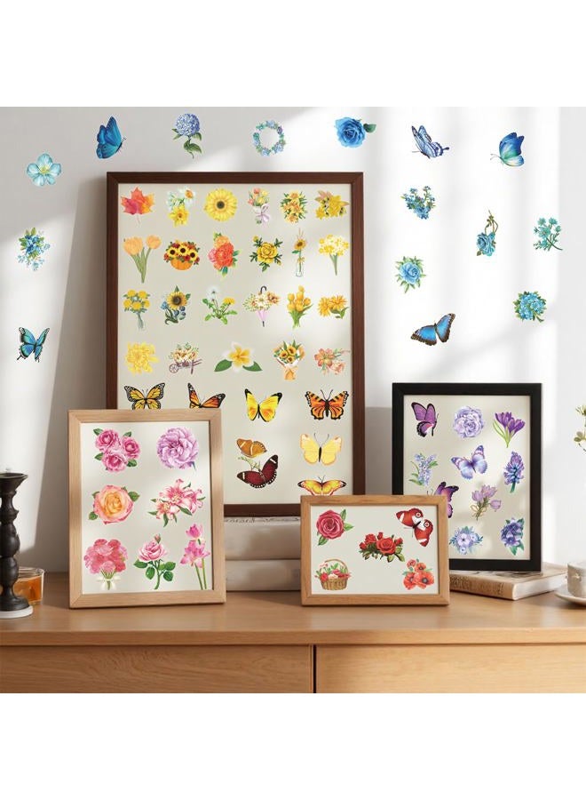 YAMIOW 200Pcs Transparent Flower Butterfly Stickers, Aesthetic Nature Floral Decals for Girls Kids Teens Adults, Waterproof Sticker for Water Bottle Scrapbooking Laptop DIY Card Letters Party Supplies - Image 5