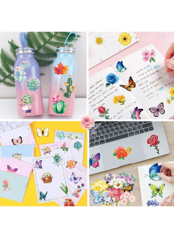 YAMIOW 200Pcs Transparent Flower Butterfly Stickers, Aesthetic Nature Floral Decals for Girls Kids Teens Adults, Waterproof Sticker for Water Bottle Scrapbooking Laptop DIY Card Letters Party Supplies - Image 4