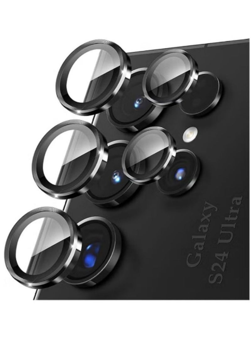 واقي عدسة الكاميرا لملحقات Samsung Galaxy S24 Ultra ، [مقاومة الصدمات 3x] حلقة معدنية فردية واقي شاشة كاميرا من الزجاج المقسى ، صديق للحالة ، 1 مجموعة (أسود تيتانيوم) - Image 1