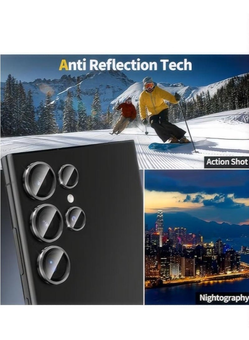 واقي عدسة الكاميرا لملحقات Samsung Galaxy S24 Ultra ، [مقاومة الصدمات 3x] حلقة معدنية فردية واقي شاشة كاميرا من الزجاج المقسى ، صديق للحالة ، 1 مجموعة (أسود تيتانيوم) - Image 3