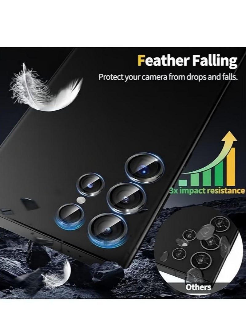 واقي عدسة الكاميرا لملحقات Samsung Galaxy S24 Ultra ، [مقاومة الصدمات 3x] حلقة معدنية فردية واقي شاشة كاميرا من الزجاج المقسى ، صديق للحالة ، 1 مجموعة (أسود تيتانيوم) - Image 2