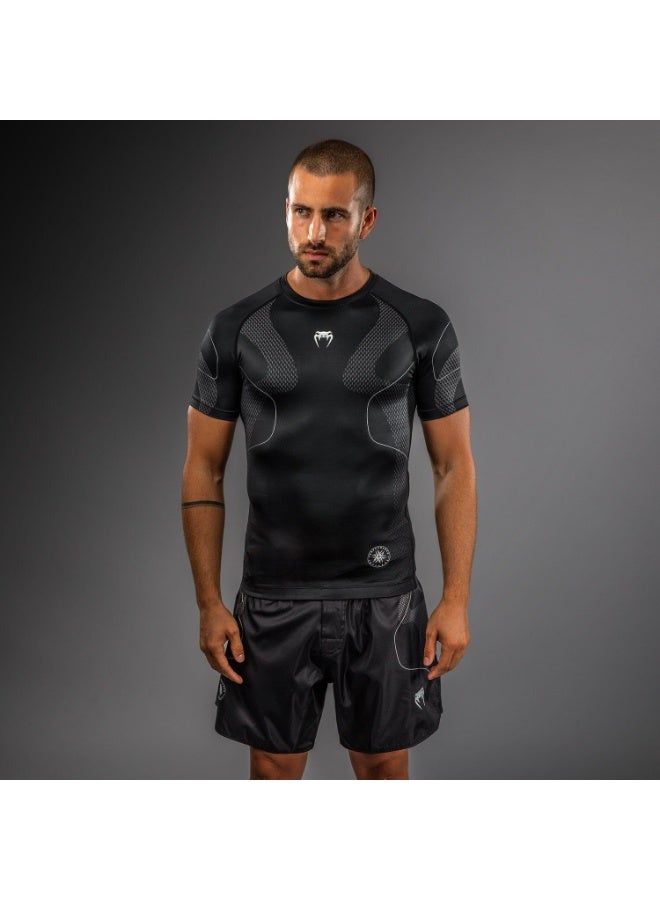 VENUM Black Silver Upgraded Tight Short Sleeve - Quick-Dry Breathable Sports T-Shirt for Fighting Training, Multi-Size Option,Boxing/Muay Thai Fitness Wear (Size S) - Image 2