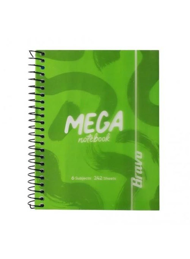 Mega notebook A4 sasco 242 shts green - 6 subjects
