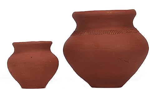 Ashirwad Mitti Kalash Soil Earthen Clay Terracotta Mud Mati for Puja Marriages Karvachoth Pot Grahpravesh Earthenware (4.5 inches) - Image 2