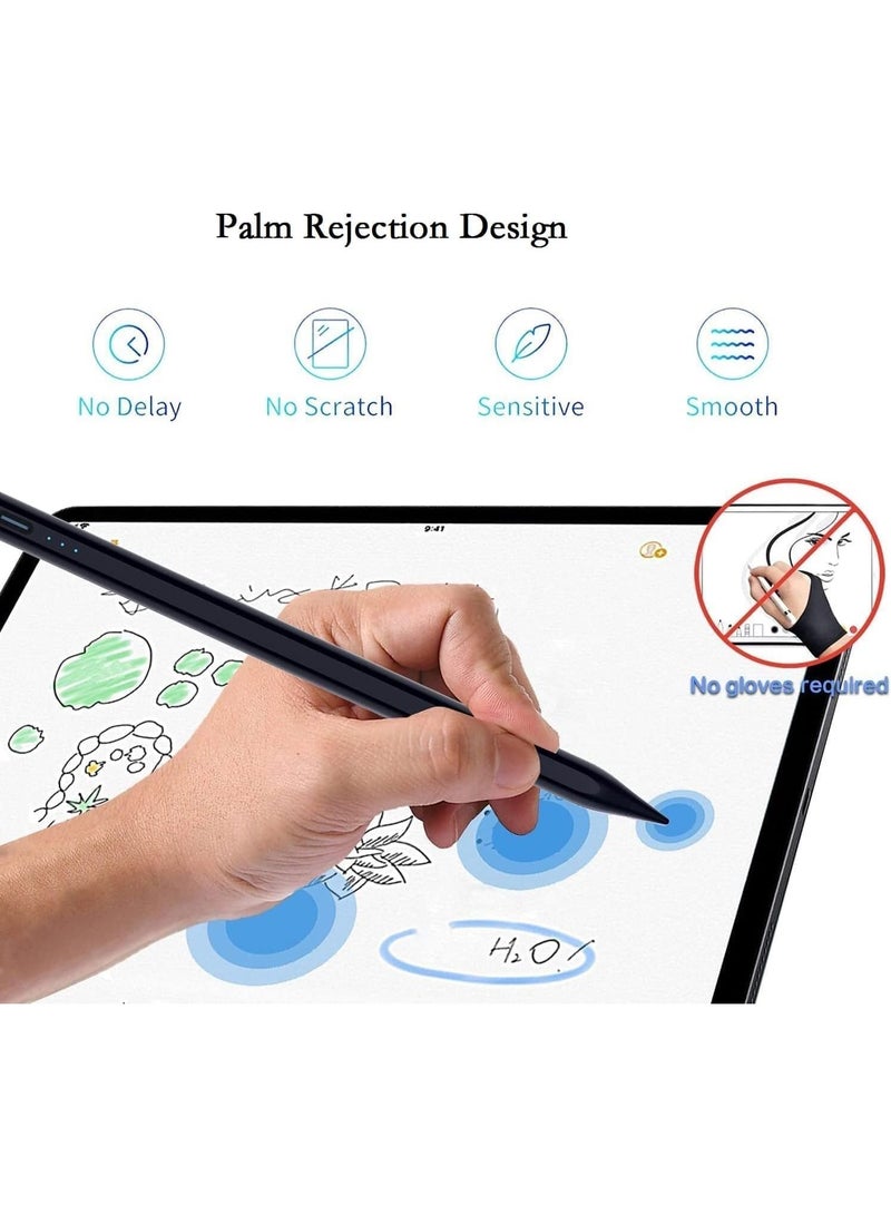 Active Stylus Pen – Fast Charging Smart Pencil with Tilt Sensitivity & Palm Rejection – Universal for iPad, iPhone, Android, Samsung, Lenovo, Microsoft – Extra Tip Included (Black) - Image 4