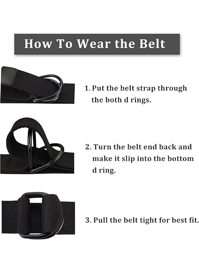 HY 2 Pcs Canvas Belt, Double D-ring Web Belt for Men Women Casual Adjustable Outdoor Sports Soft, Comfortable and Durable Quality Canvas (Black+Khaki) - Image 3