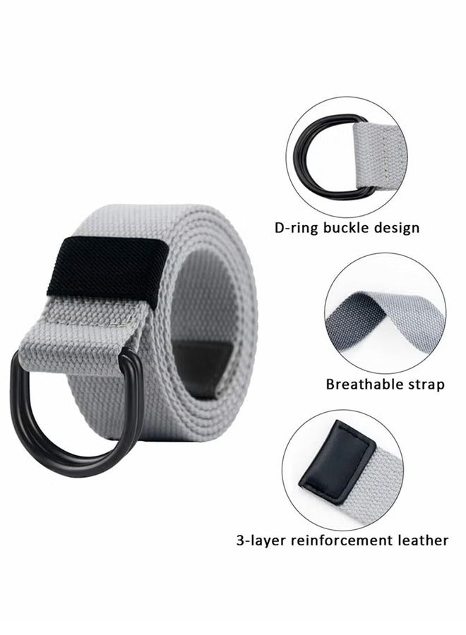 HY 2 Pcs Canvas Belt, Double D-ring Web Belt for Men Women Casual Adjustable Outdoor Sports Soft, Comfortable and Durable Quality Canvas (Black+Khaki) - Image 2