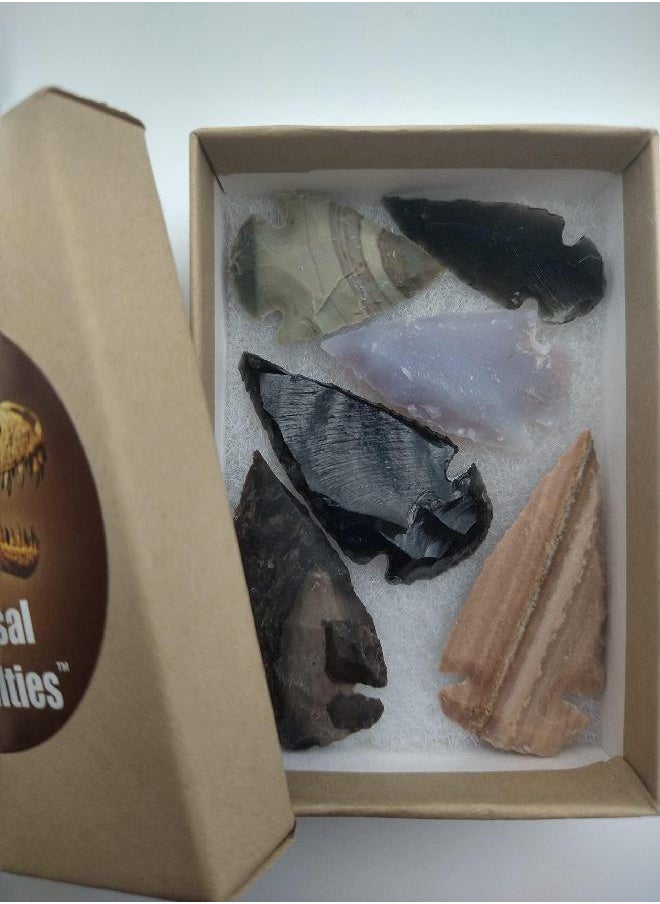 Universal Specialties - Universal Specialties Indian Arrowheads Stone and Black Obsidian New Project Points Crystals Native American Chert Flint Opal Agate Jewelry Making Necklace Pendant Decorative for Men & Women Lot of 6 - Image 1