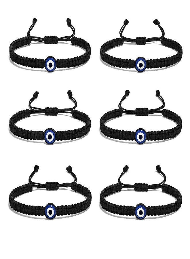 SUSVIJ Evil Eye Protection Bracelet Set - Adjustable Nazar Dhaga Thread Band for Men Women, Black Handmade Turkish Beads Friendship Rakhi Style Charm Bracelet (Pack of 6) - Image 1