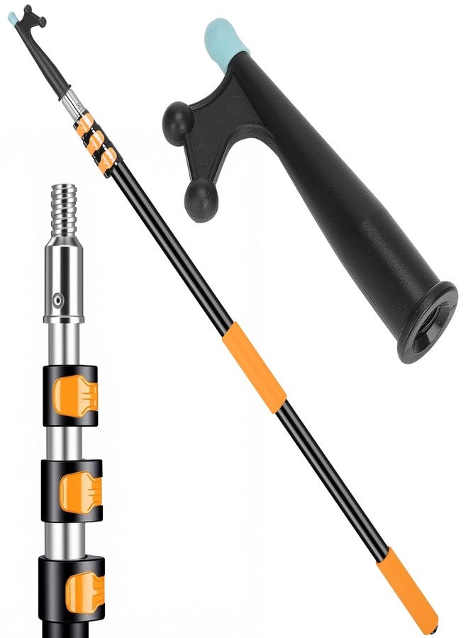 Hammrit 12FT Telescopic Extension Pole Boat Hook | Lightweight and Sturdy, Floats, Anodized Aluminum Pole | Threaded Port for Marine Accessories | Mooring, Pushing/Pulling, Navigation Marine Pole - Image 1