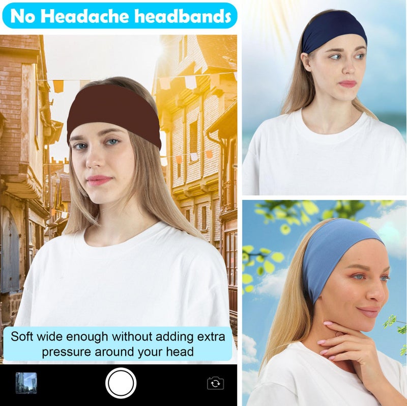 RITOPER حزمة 10 من أربطة الرأس للنساء، أربطة رأس عريضة غير قابلة للانزلاق للتمارين الرياضية، اليوغا، الجري، اللياقة البدنية، أربطة رأس مرنة سميكة فائقة النعومة للراحة أثناء التمارين، يوم سبا، السفر والمزيد - Image 5