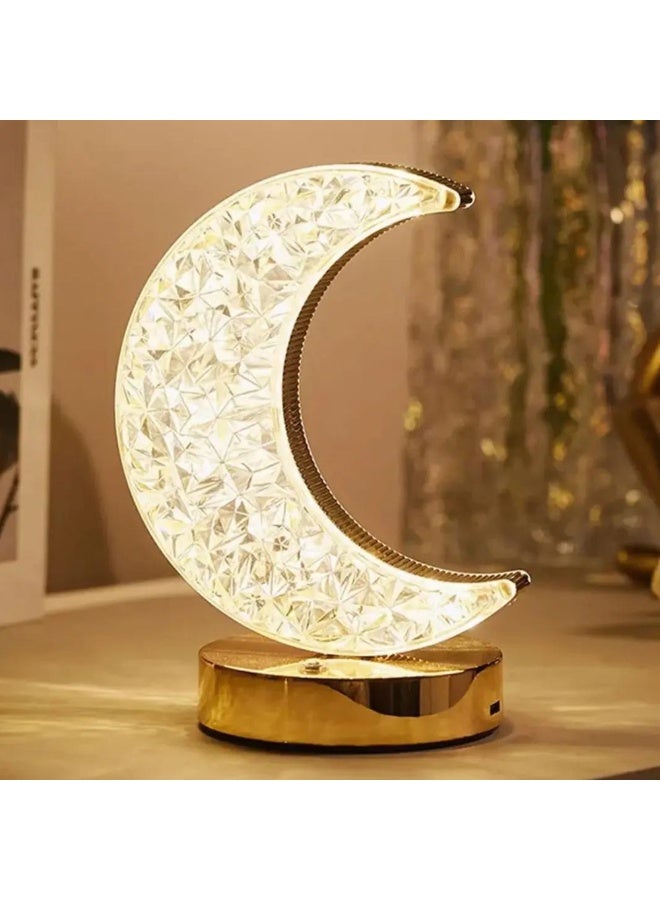 الكريستال قمر LED الطاولة المصباح، 3 لون خفيف ضوء الليل LED مع التحكم باللمس، مصباح الليل مصباح المكتب المصباح، USB قابل للشحن مصباح ديكور لغرفة النوم وغرفة المعيشة - Image 4
