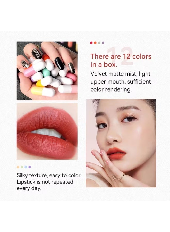 Juliapop 12pcs mini Capsule Lipstick Set – Long-Lasting Colorful Matte Lipsticks, Waterproof, Velvet Matte Finish, All-Day Wear Portable Travel Size Lipstick Gift Set for Women - Image 3