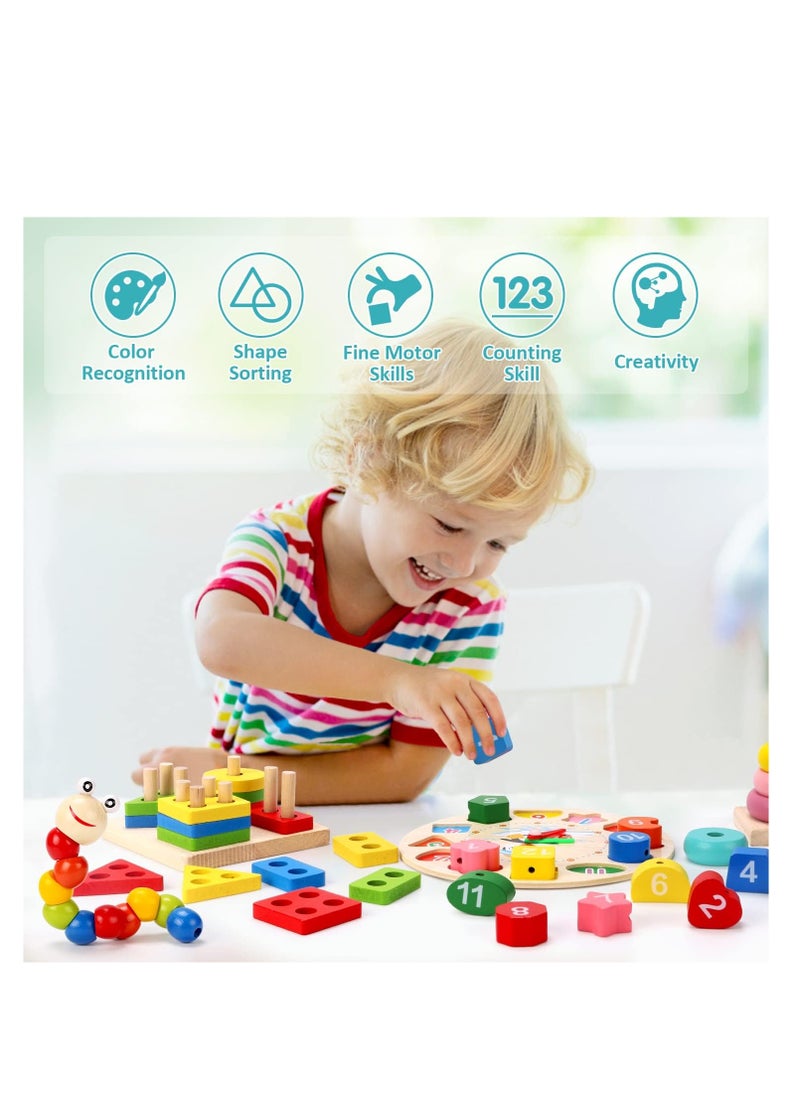 null - 6PCS Kids Wooden Montessori Toys Preschool Educational Learning Toy - Image 1