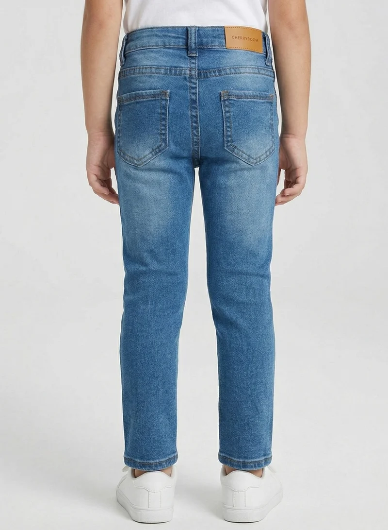 بيبي كلو Girls Butterfly Print Adjustable Waist Skinny Jeans