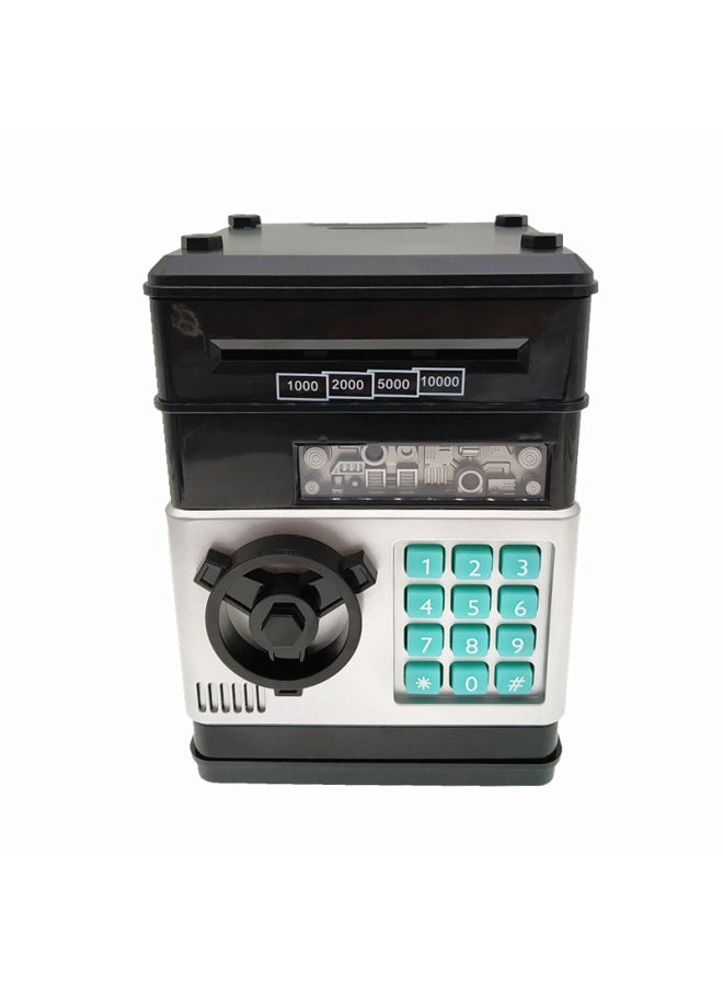 Generic Password Piggy Bank ATM Deposit Machine Children's Deposit Large Safe Automatic Eating Money Sucking Roll Money Piggy Bank-Dimensions:No. 6 Black Silver  - Image 1