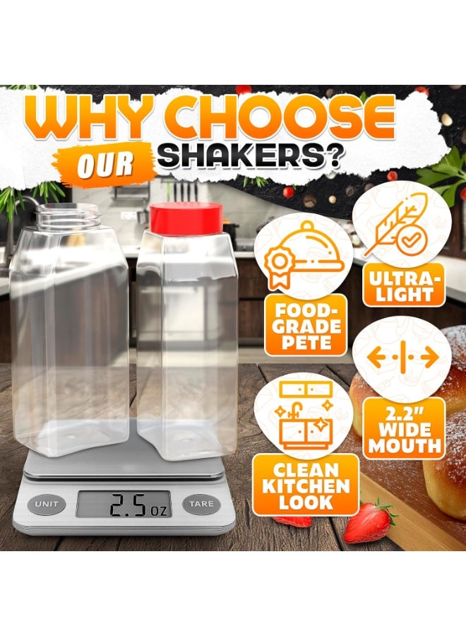 Reluen 2 Pcs Large Seasoning Shaker – 32oz Large Seasoning Containers with Dual Shake Lids for Spices and Herbs, Transparent Design with Wide Mouth for Easy Filling, Durable Odor-Resistant Plastic material - Image 2