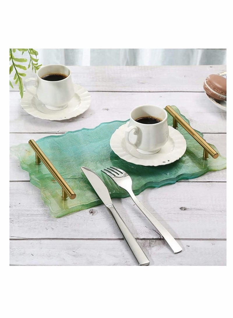 KASTWAVE قوالب صينية من راتنج السيليكون، قوالب صب الراتنج الإيبوكسي، مع 1 قطع قوالب صينية و2 مقبض معدني ذهبي، لصنع الأطباق العملية والزخرفية في المنزل - Image 2