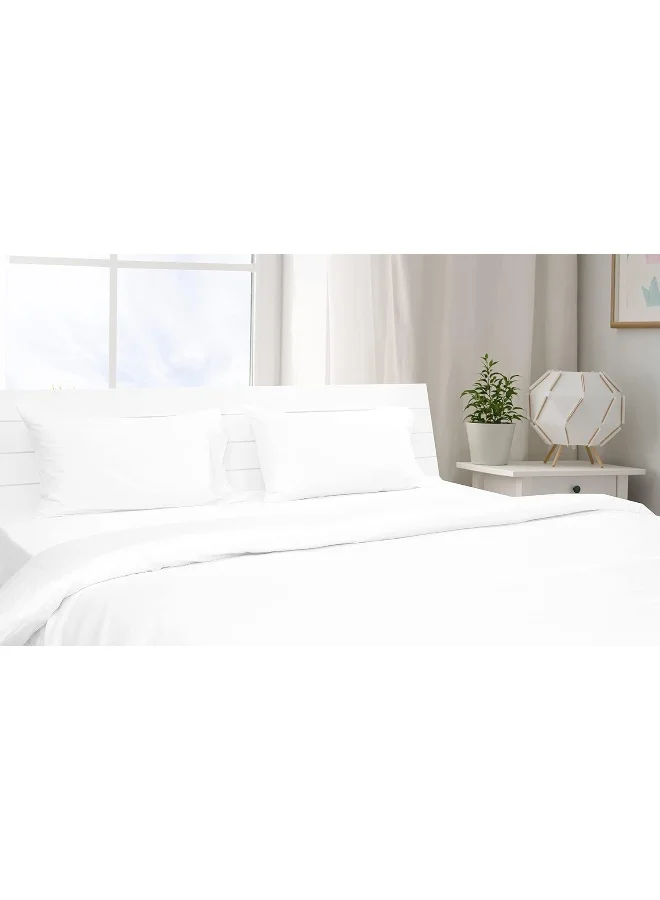Hotel Linen Klub Hotel Linen Klub Collection Single Duvet Cover 2pc Set, 100% Cotton 300tc Sateen Plain, Size: 165x225cm + 1pc Pillowcase 50x75cm, White, Twin